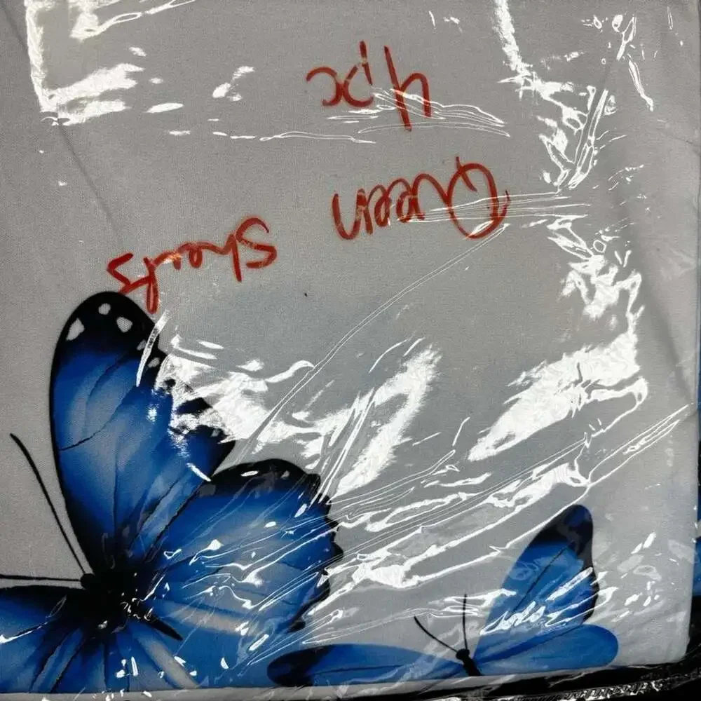 Blue Butterfly Bed Sheet Set 4-Piece Queen Bedding